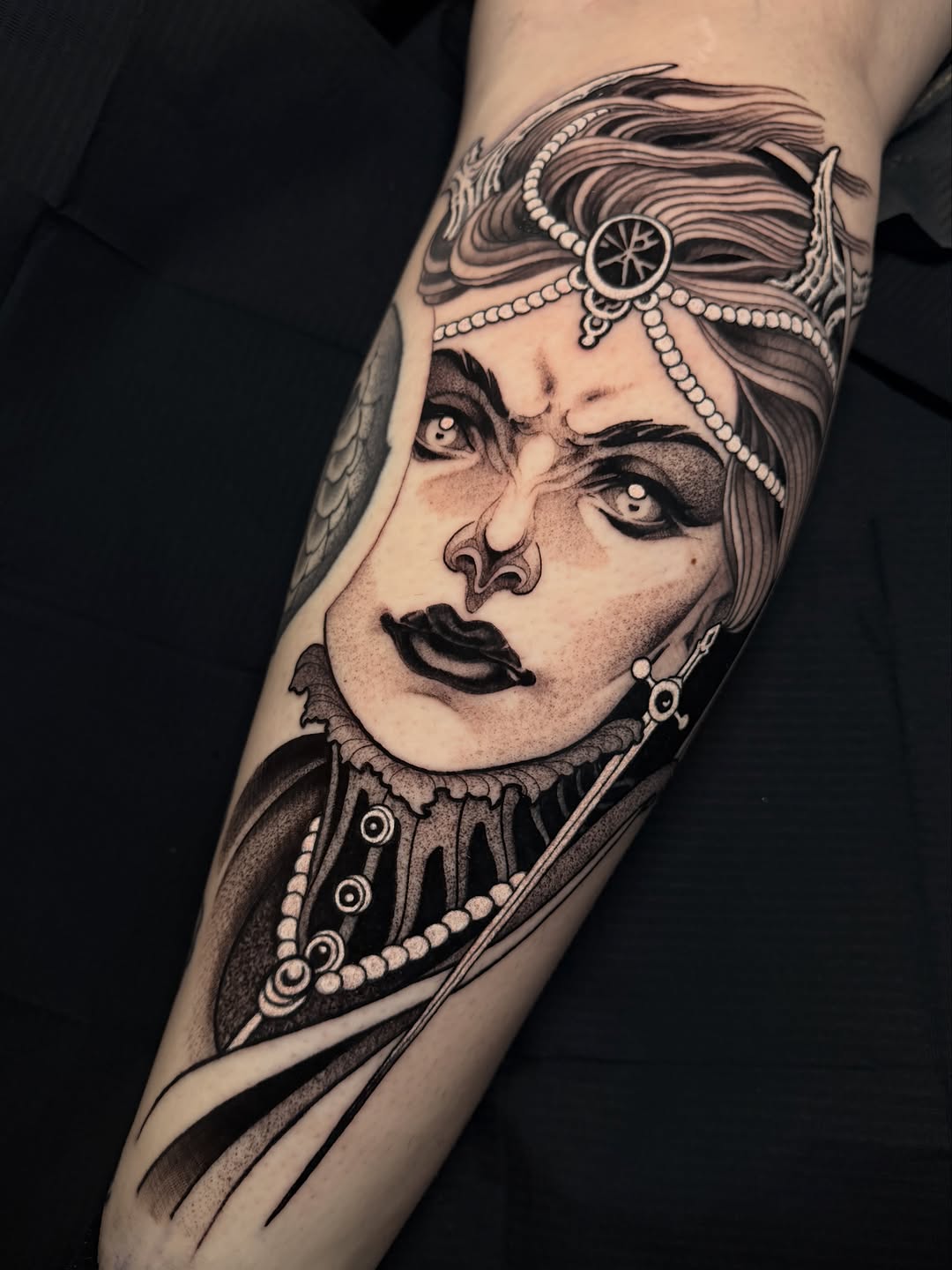 Tattoo by @aaronriddletattoos — black_and_grey, dark_realism