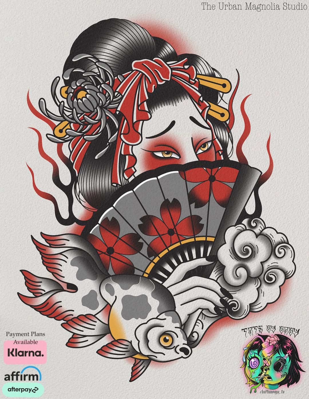 Tattoo by @tatsbybaby — japanese_irezumi, american_traditional