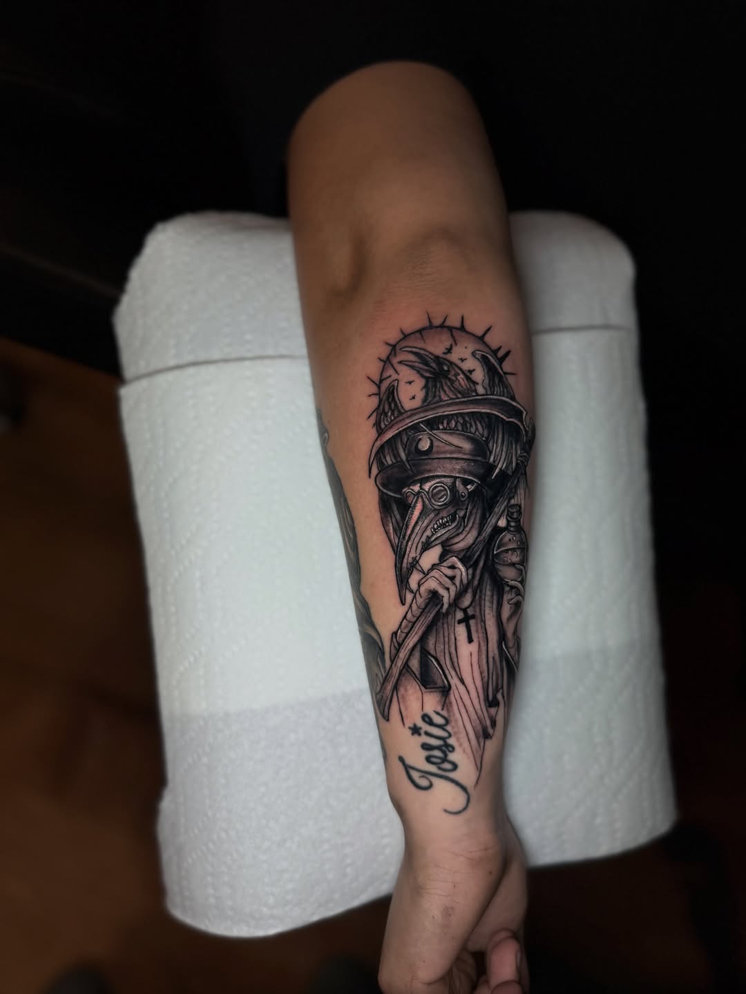 Tattoo by @glockontop — black_and_grey, dark_realism