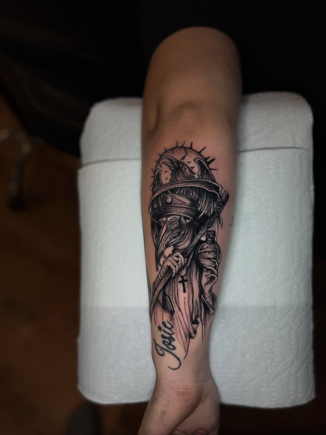 Tattoo by @glockontop — black_and_grey, realism