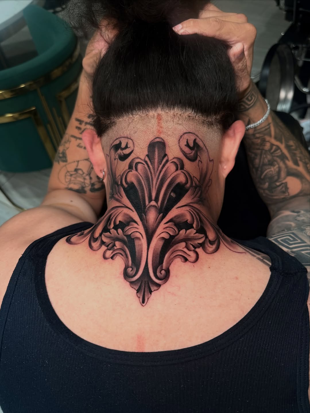Tattoo by @monkey.tattoo.art β ornamental, black_and_grey