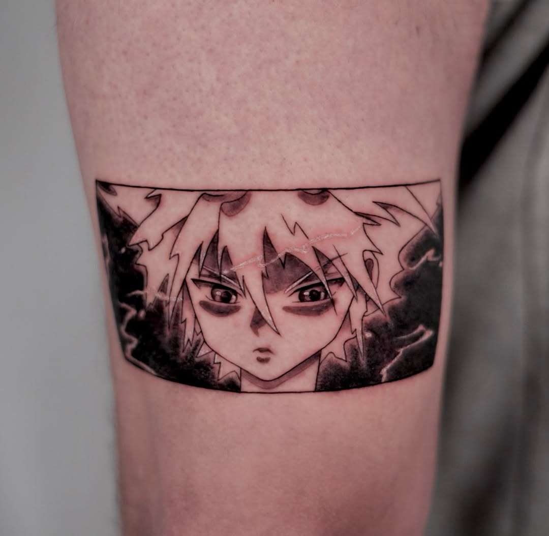 Tattoo by @neonsword.tattoo — anime, black_and_grey