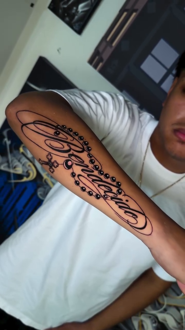 Tattoo by @dannys_tattoo_official — lettering_script, fine_line