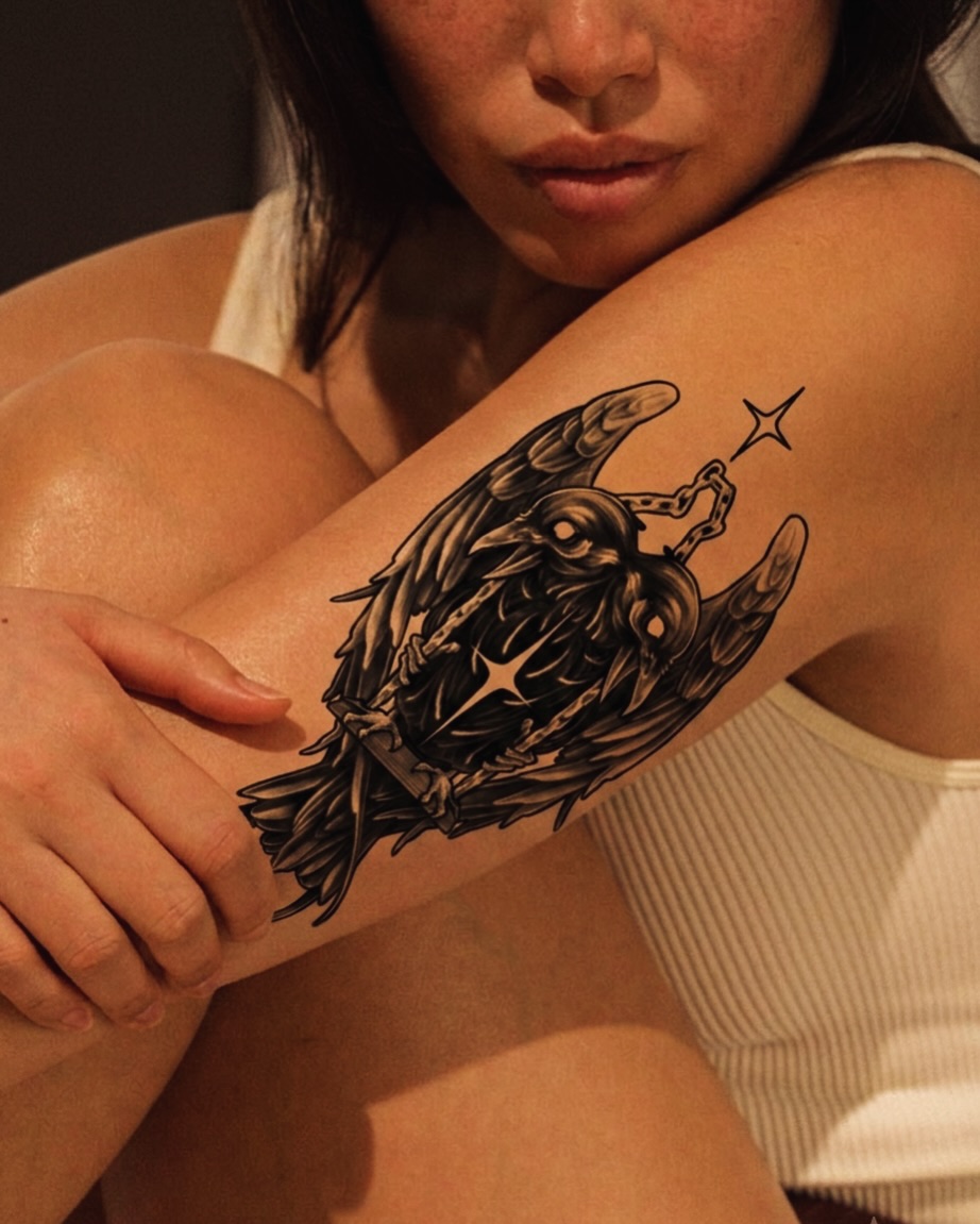 Tattoo by @ink_eating — black_and_grey, dark_realism