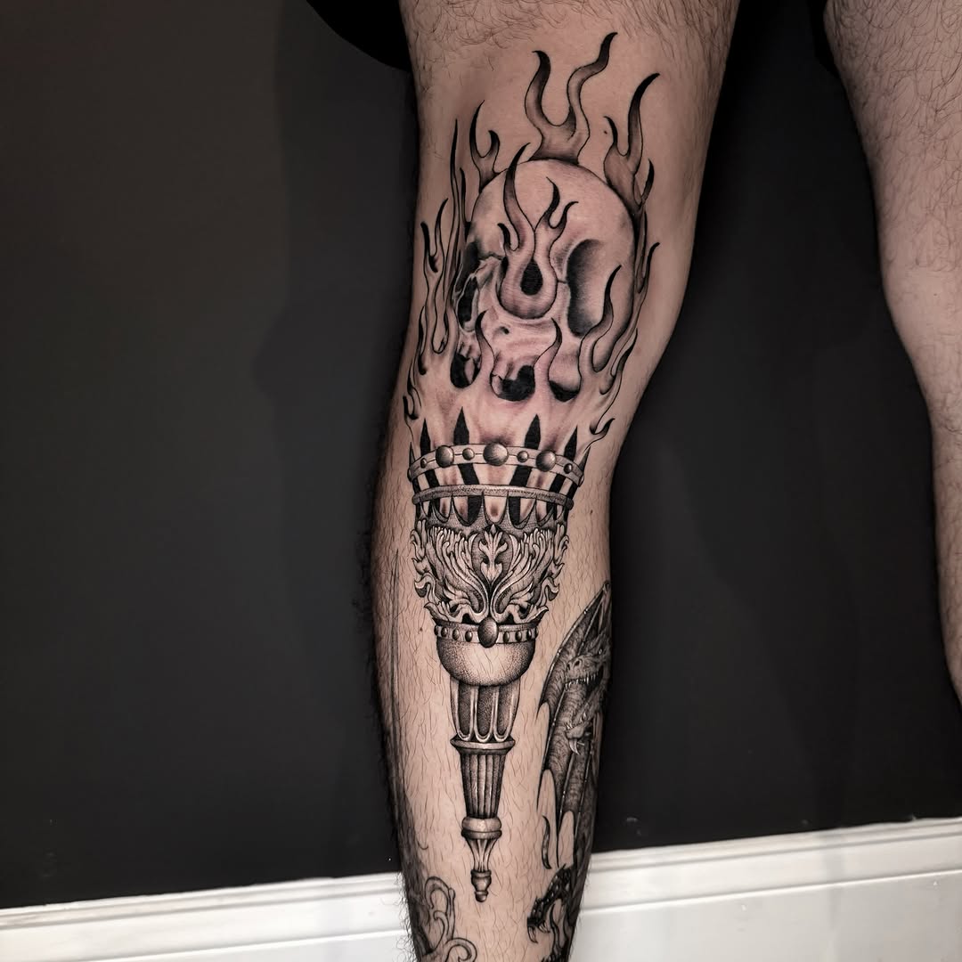 Tattoo by @killjoystabs — black_and_grey, realism