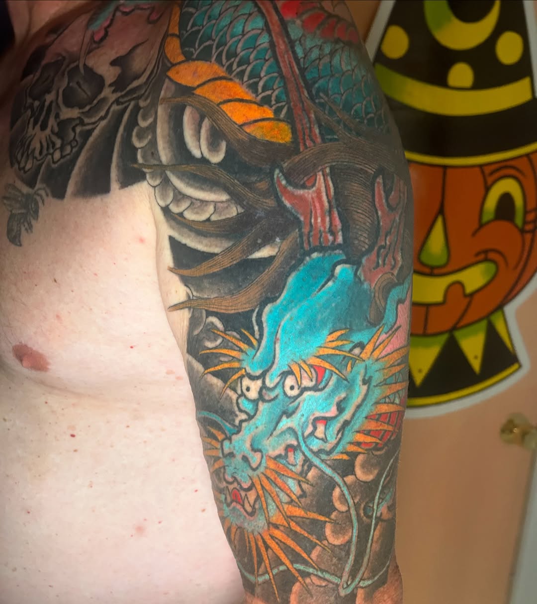 Tattoo by @jesuscheekstattoos โ japanese_irezumi, black_and_grey
