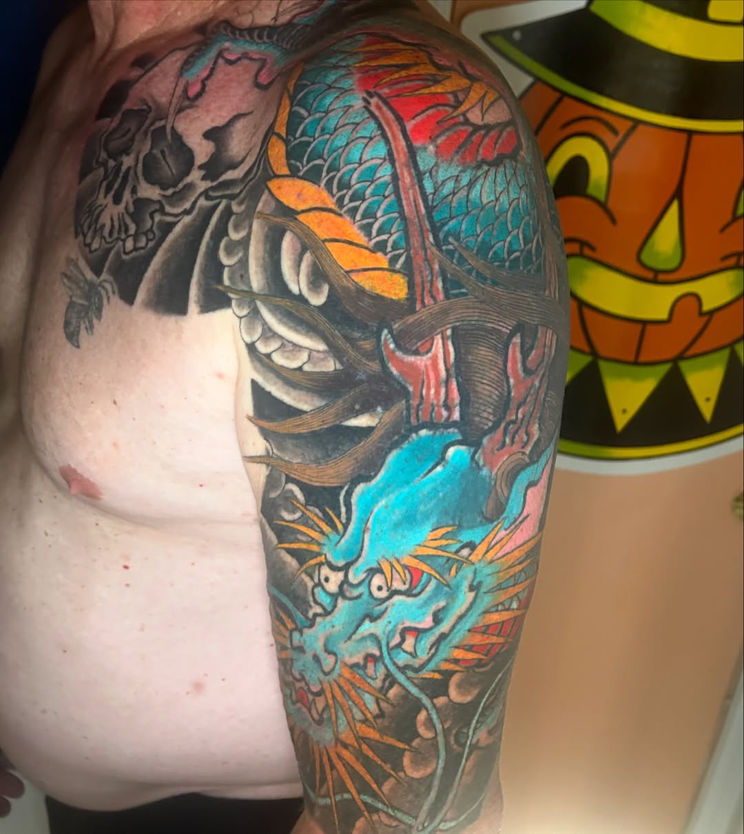 Tattoo by @jesuscheekstattoos โ japanese_irezumi, black_and_grey