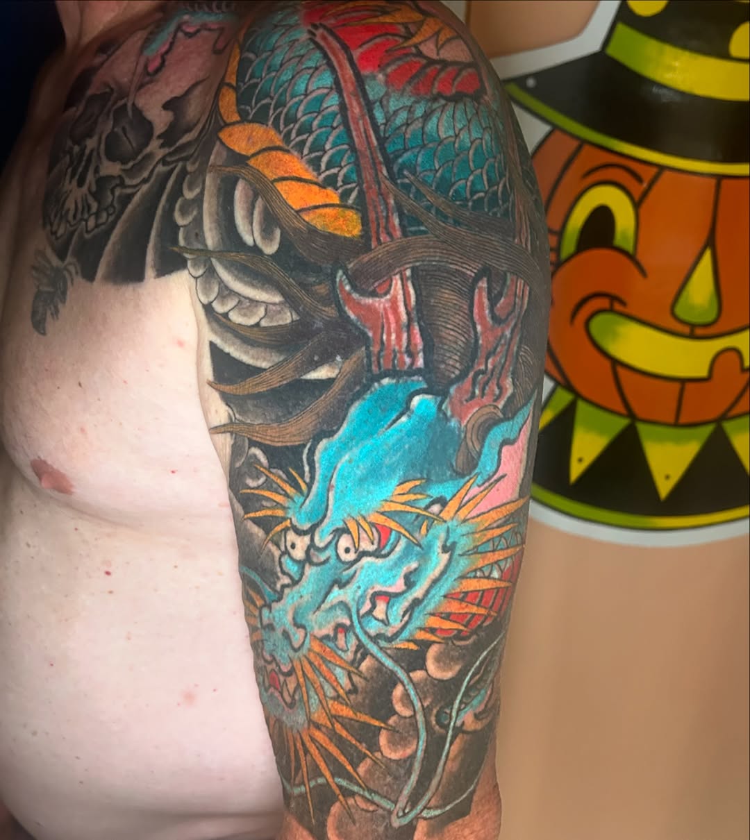 Tattoo by @jesuscheekstattoos โ japanese_irezumi, black_and_grey