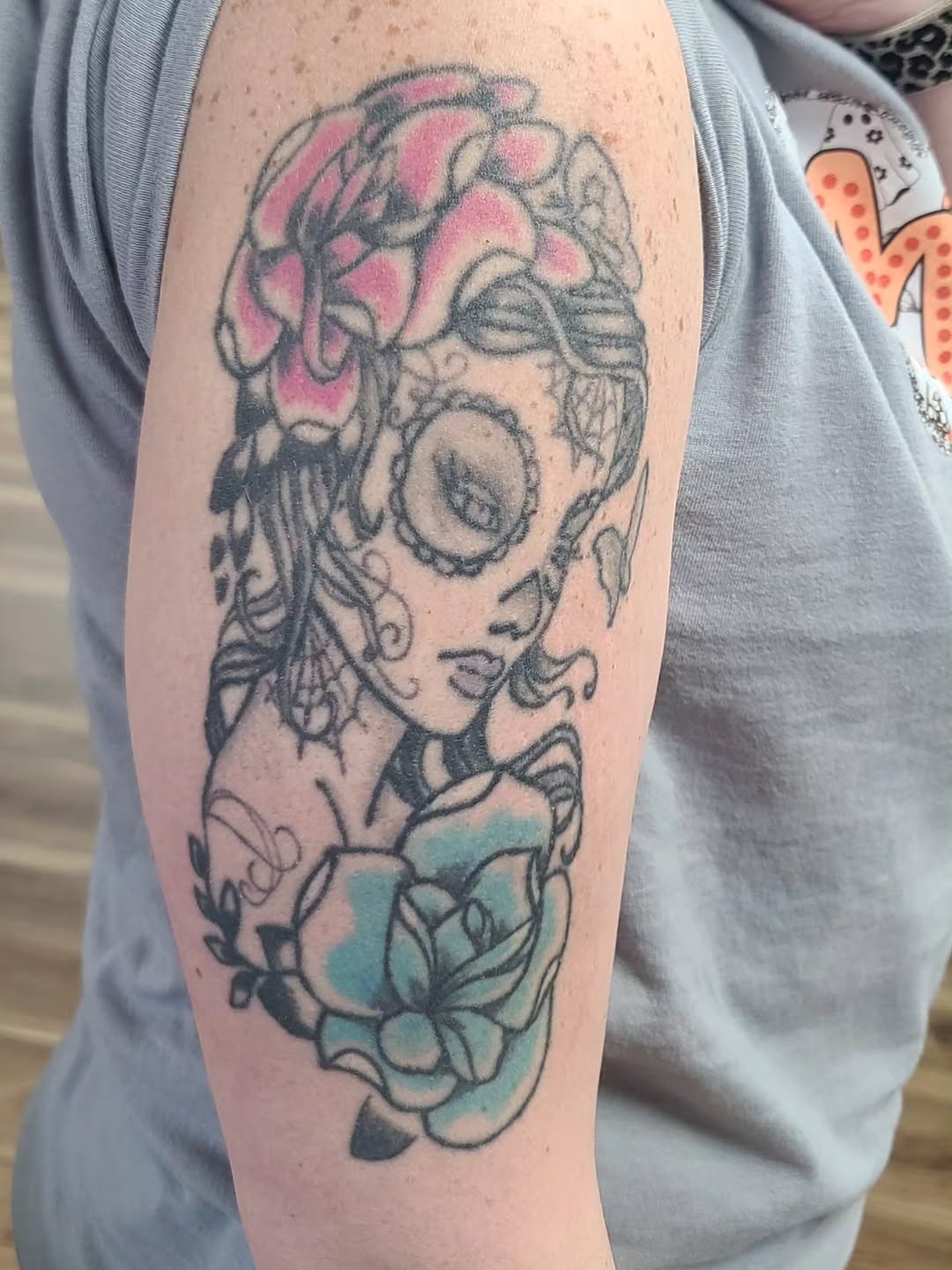 Tattoo by @colleen_does_tattoos — chicano, black_and_grey