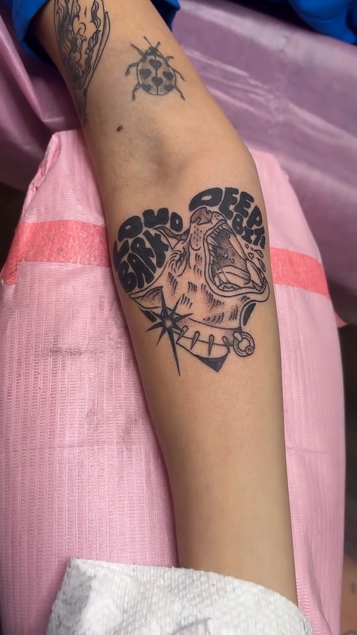 Tattoo by @badassbutterfly — blackwork, trash_polka