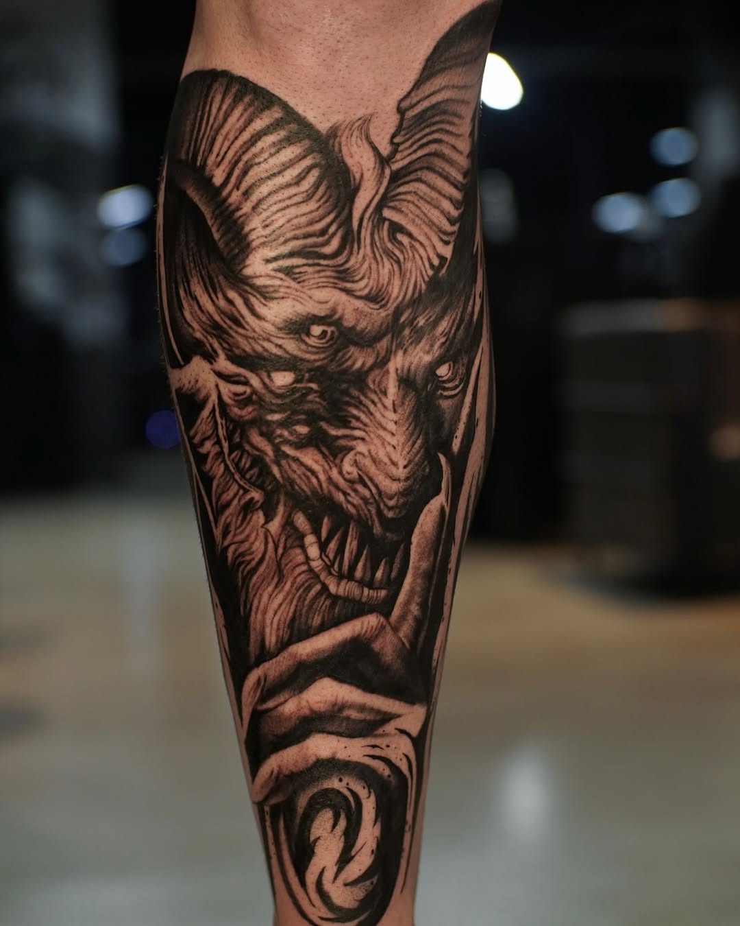Tattoo by @volta.black — dark_realism, black_and_grey