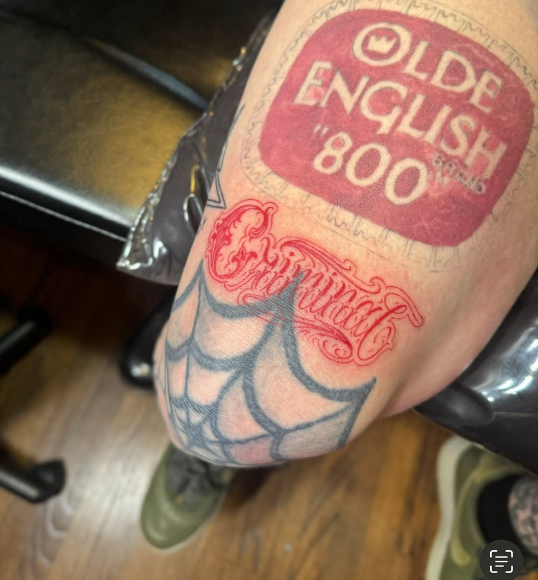 Tattoo by @stabbedbymaddie — lettering_script