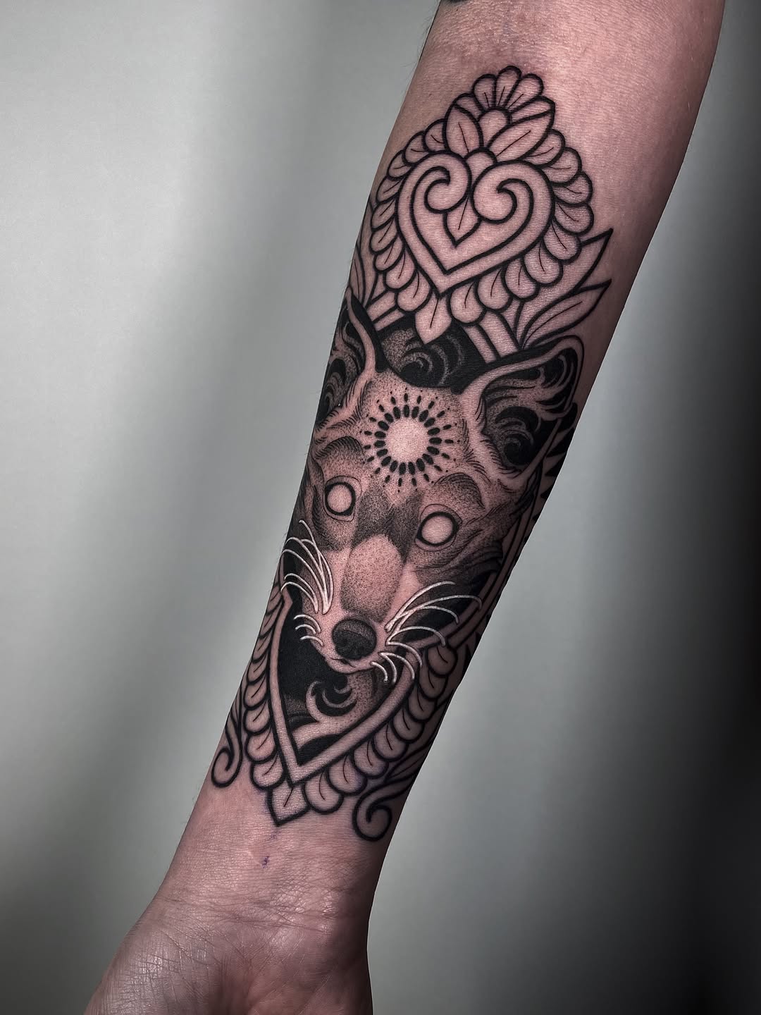 Tattoo by @n.dickinson — black_and_grey, ornamental