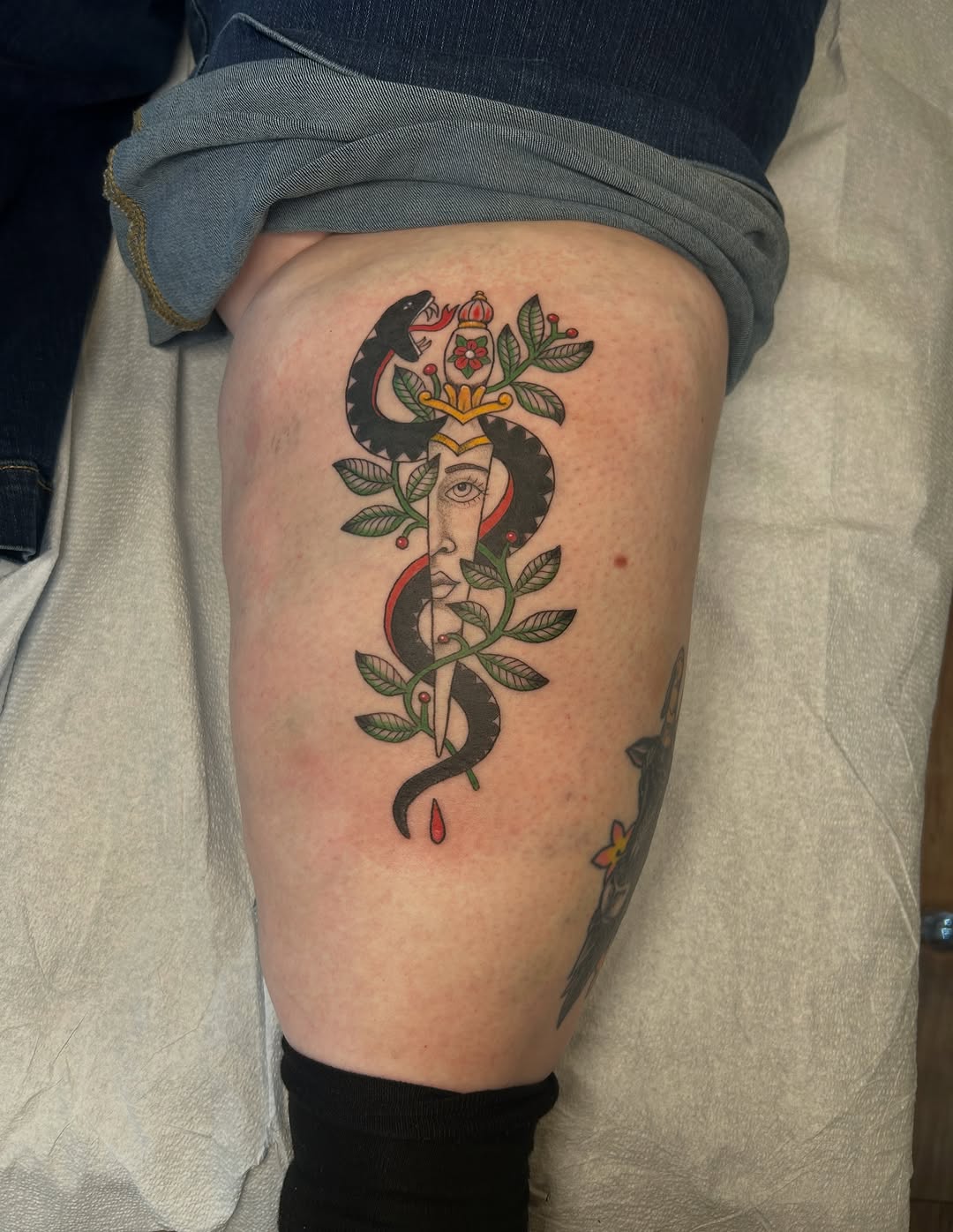 Tattoo by @erica_peebus_art — neo_traditional, black_and_grey
