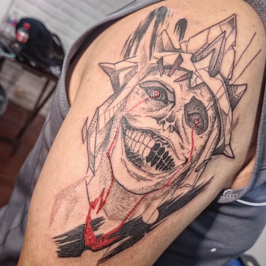 Tattoo by @tintafinart — black_and_grey, trash_polka