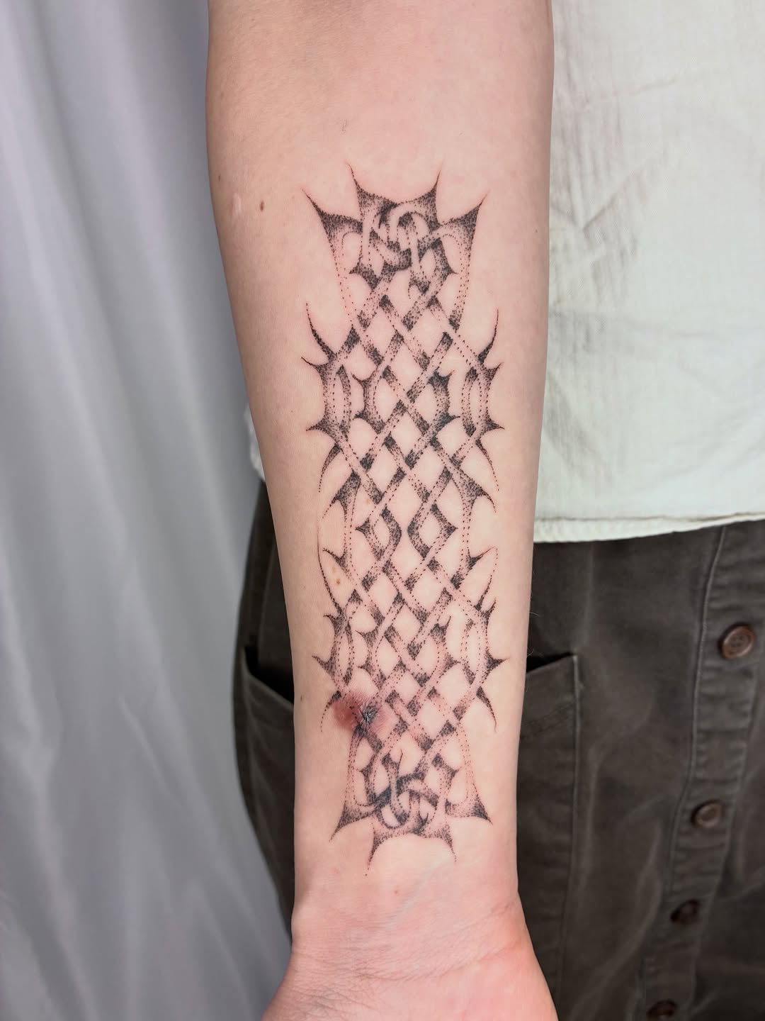 Tattoo by @geisha_ocelotl — dotwork, ornamental