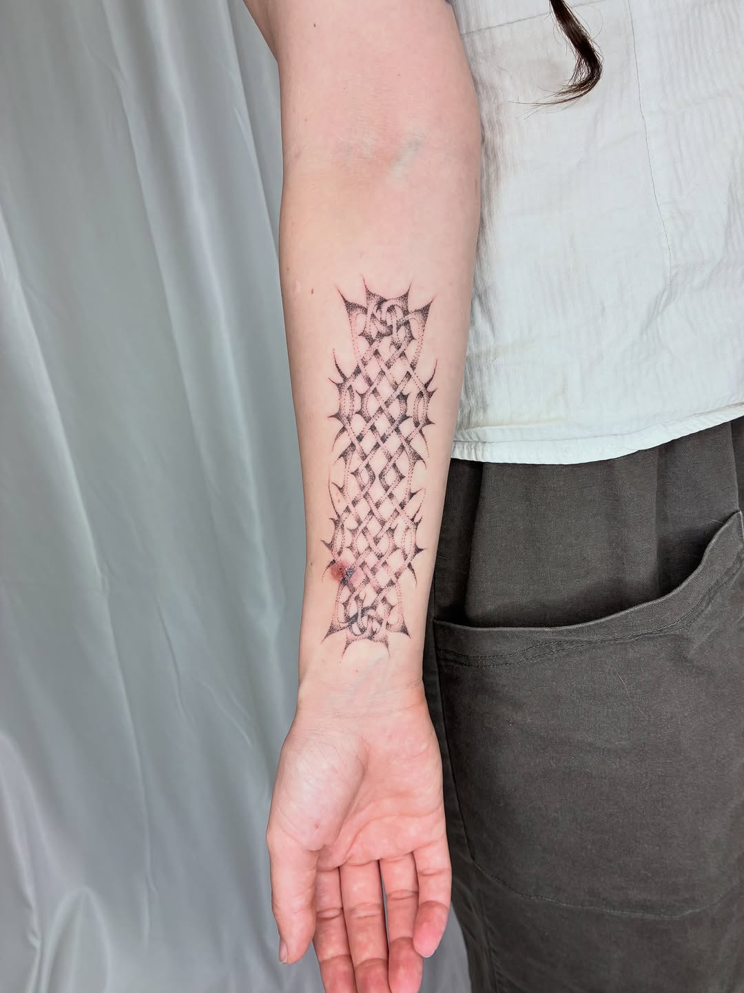Tattoo by @geisha_ocelotl — dotwork, ornamental