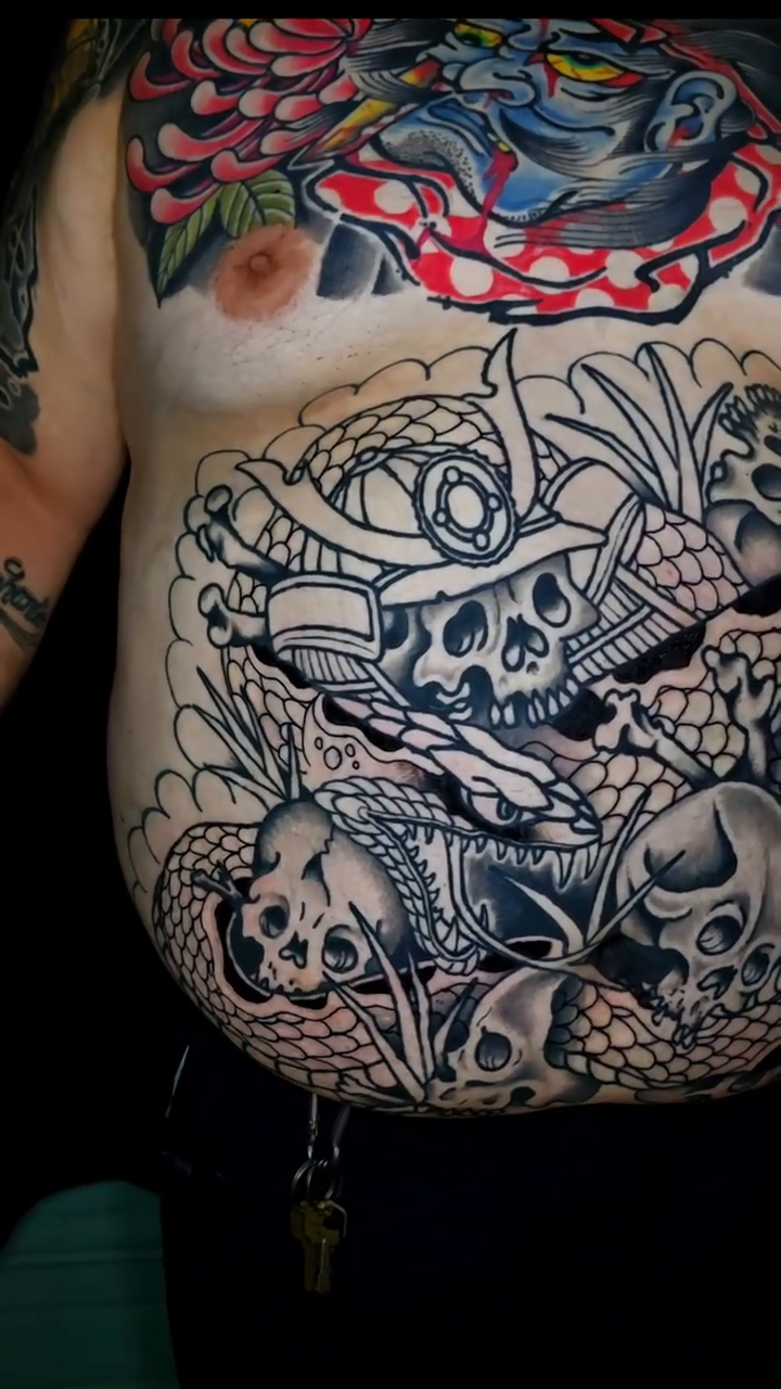 Tattoo by @brother.israel — japanese_irezumi, black_and_grey