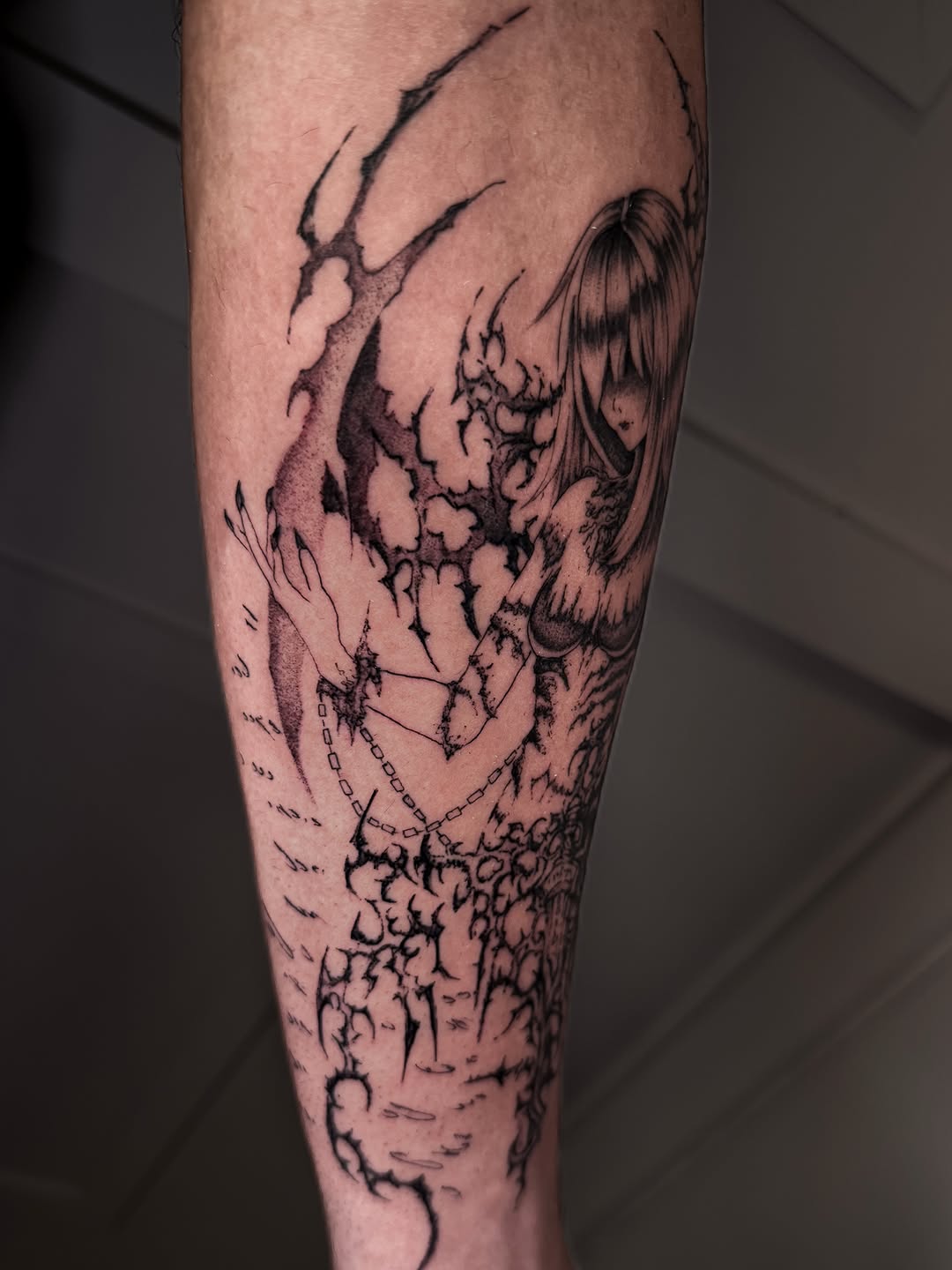 Tattoo by @naviiart — blackwork, illustrative