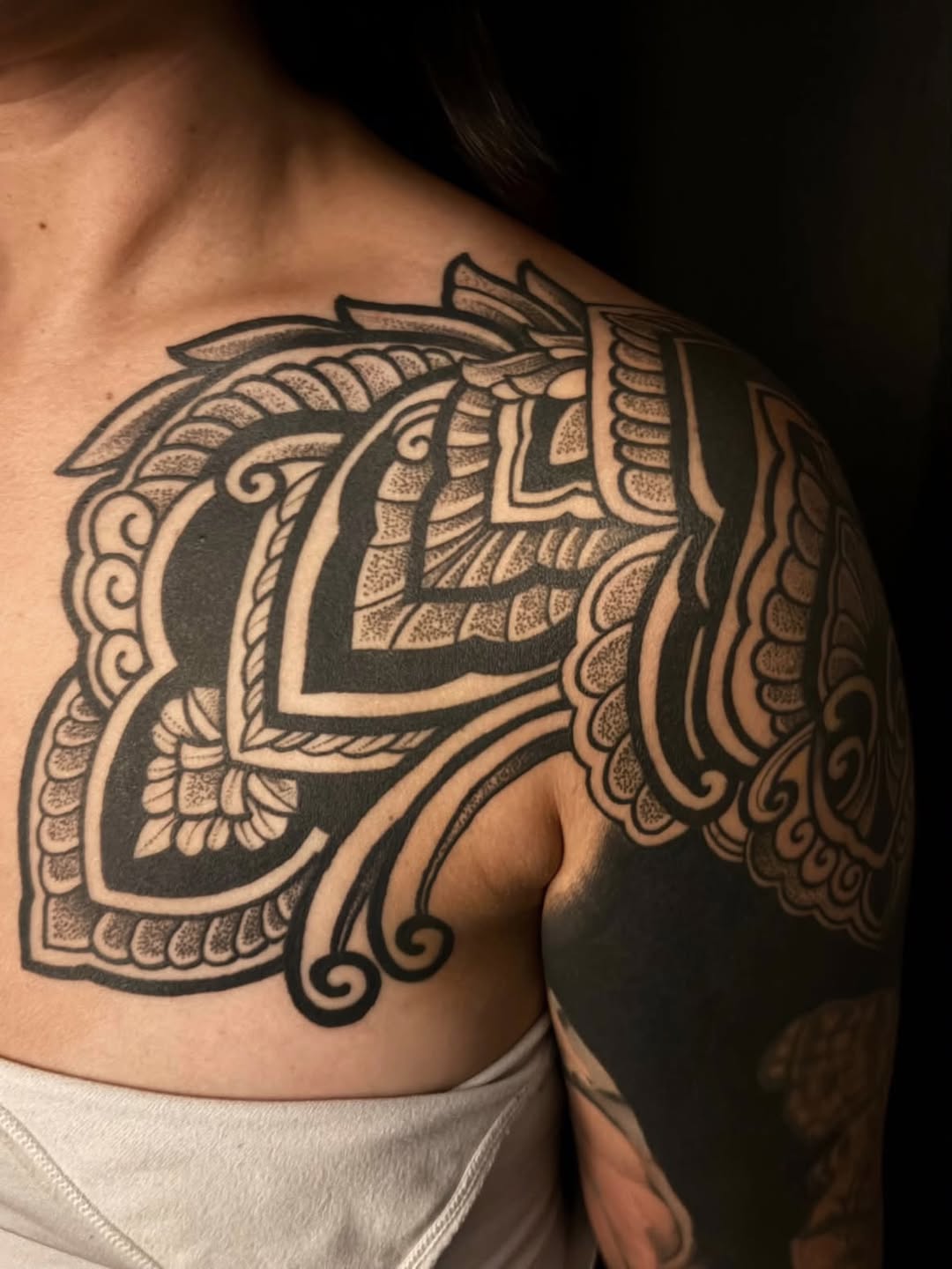 Tattoo by @finelineperception — blackwork, ornamental