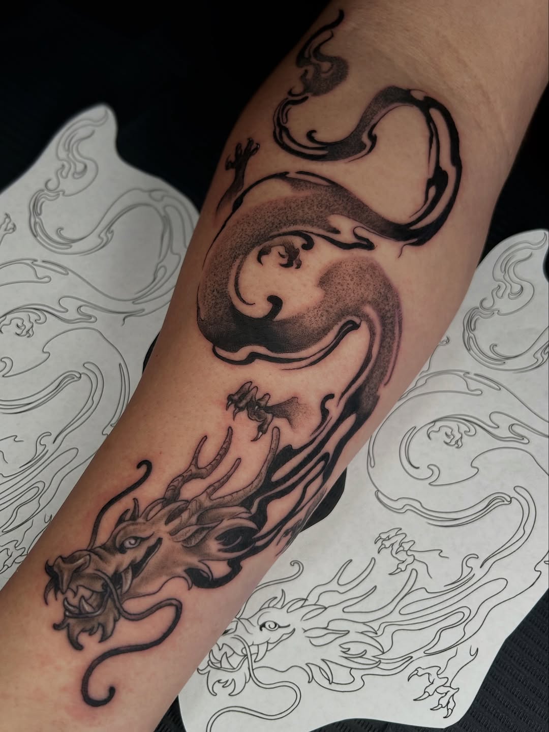 Tattoo by @marisolcreative — japanese_irezumi, black_and_grey