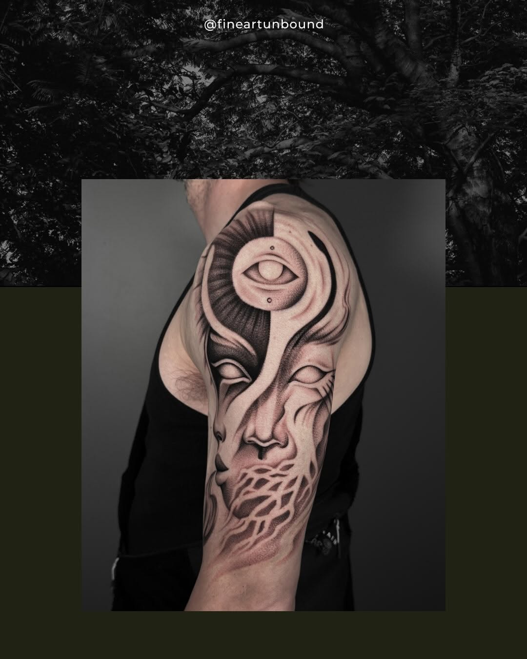 Tattoo by @fineartunbound — black_and_grey, dotwork
