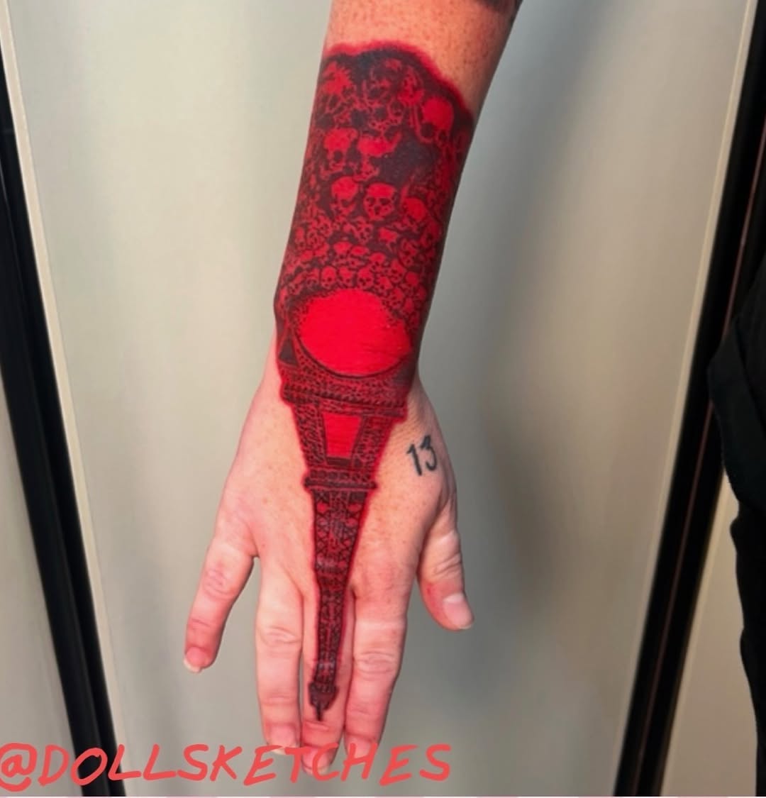 Tattoo by @skaikattcxart — blackwork, trash_polka