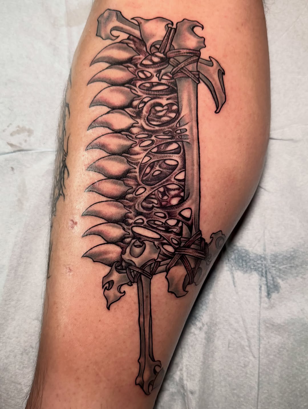 Tattoo by @amberbananafish — dark_realism, black_and_grey