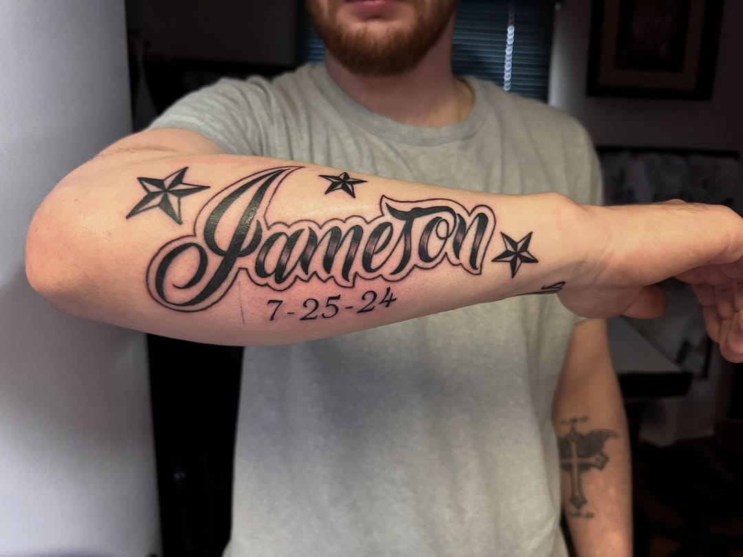 Tattoo by @5sonink โ lettering_script
