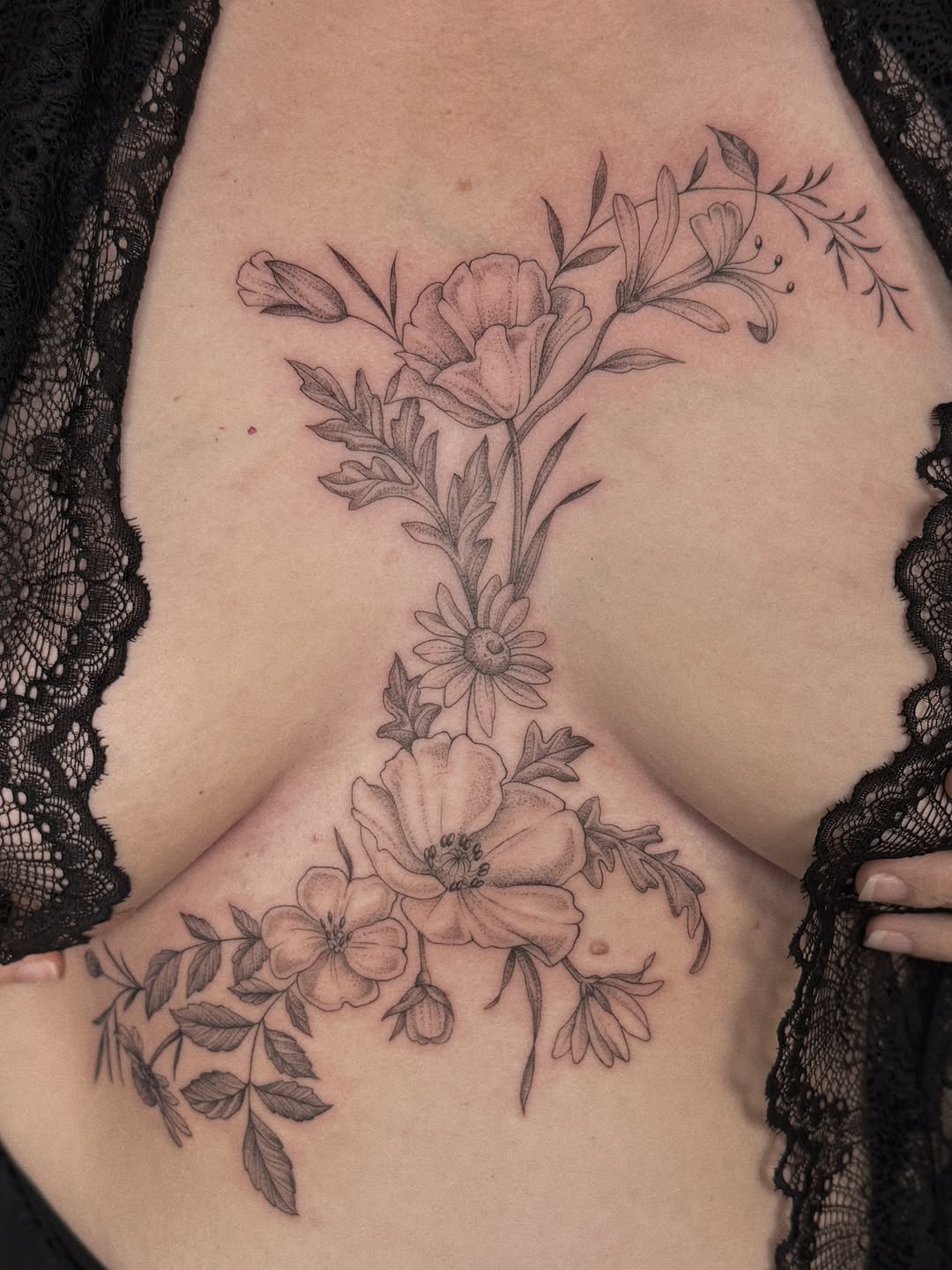 Tattoo by @somberallure — fine_line, black_and_grey