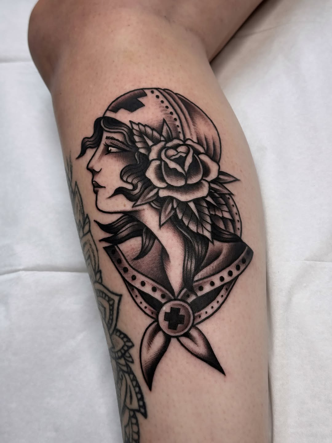 Tattoo by @travstattoos — american_traditional, black_and_grey