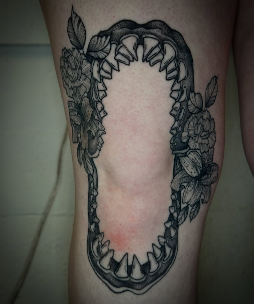Tattoo by @hannahscustoms — black_and_grey, realism