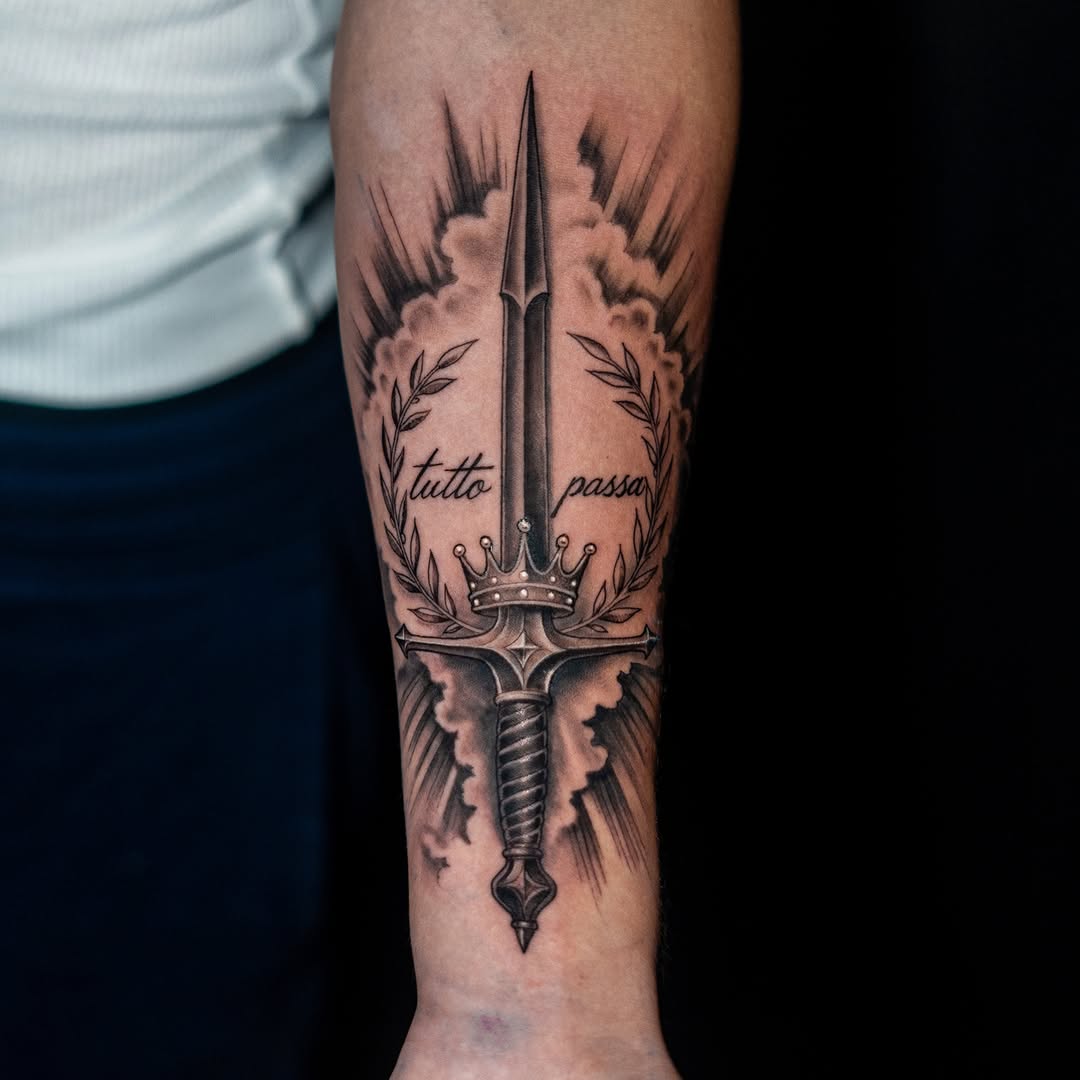 Tattoo by @jamesjurado — black_and_grey, lettering_script