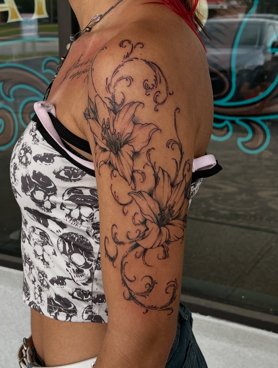 Tattoo by @calliecattats — fine_line, black_and_grey