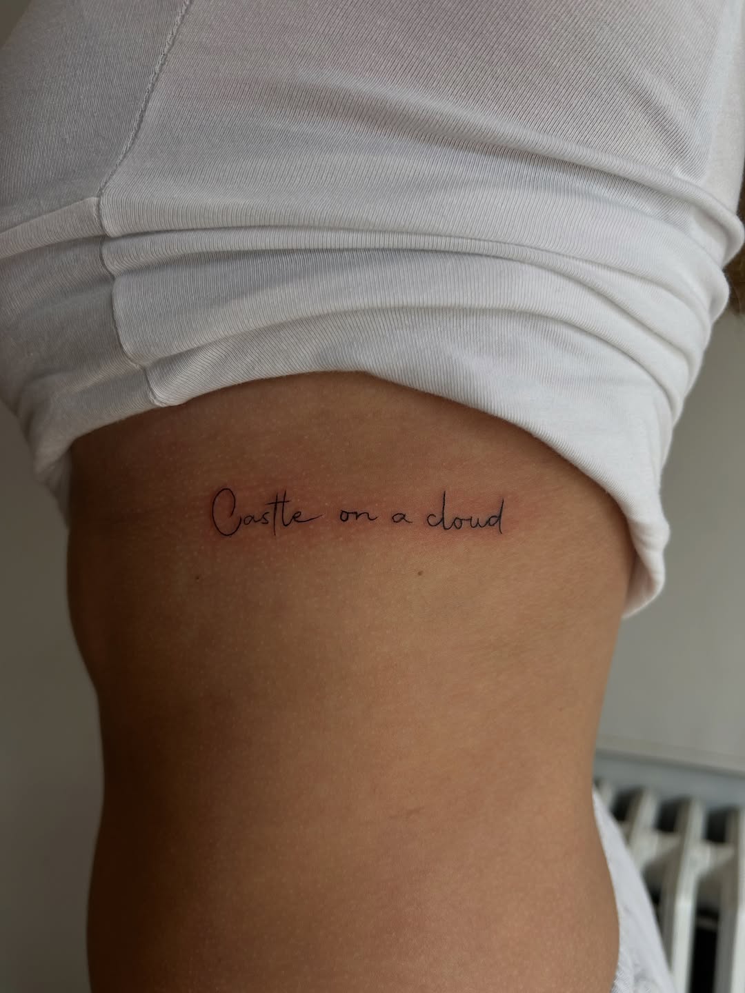 Tattoo by @emsky_ink โ lettering_script, fine_line