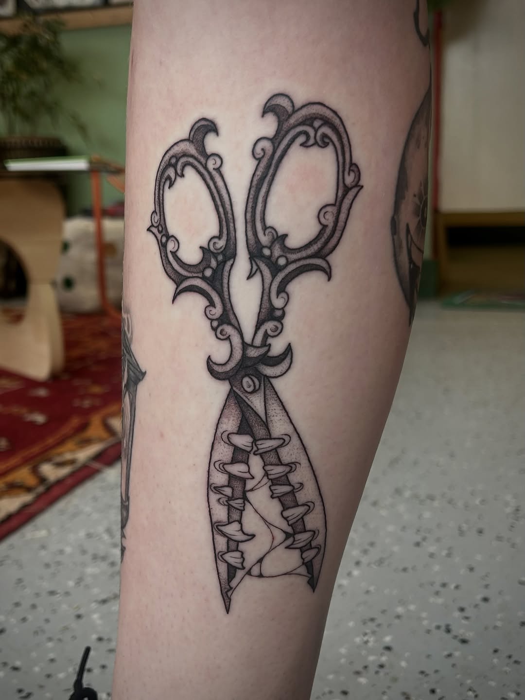 Tattoo by @bloodybriaa — black_and_grey, ornamental