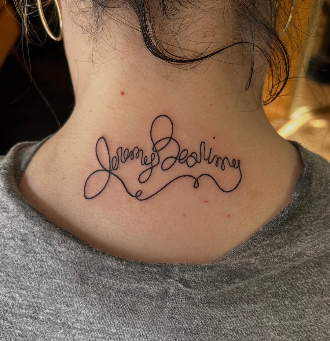 Tattoo by @chaotic__fern β lettering_script, fine_line