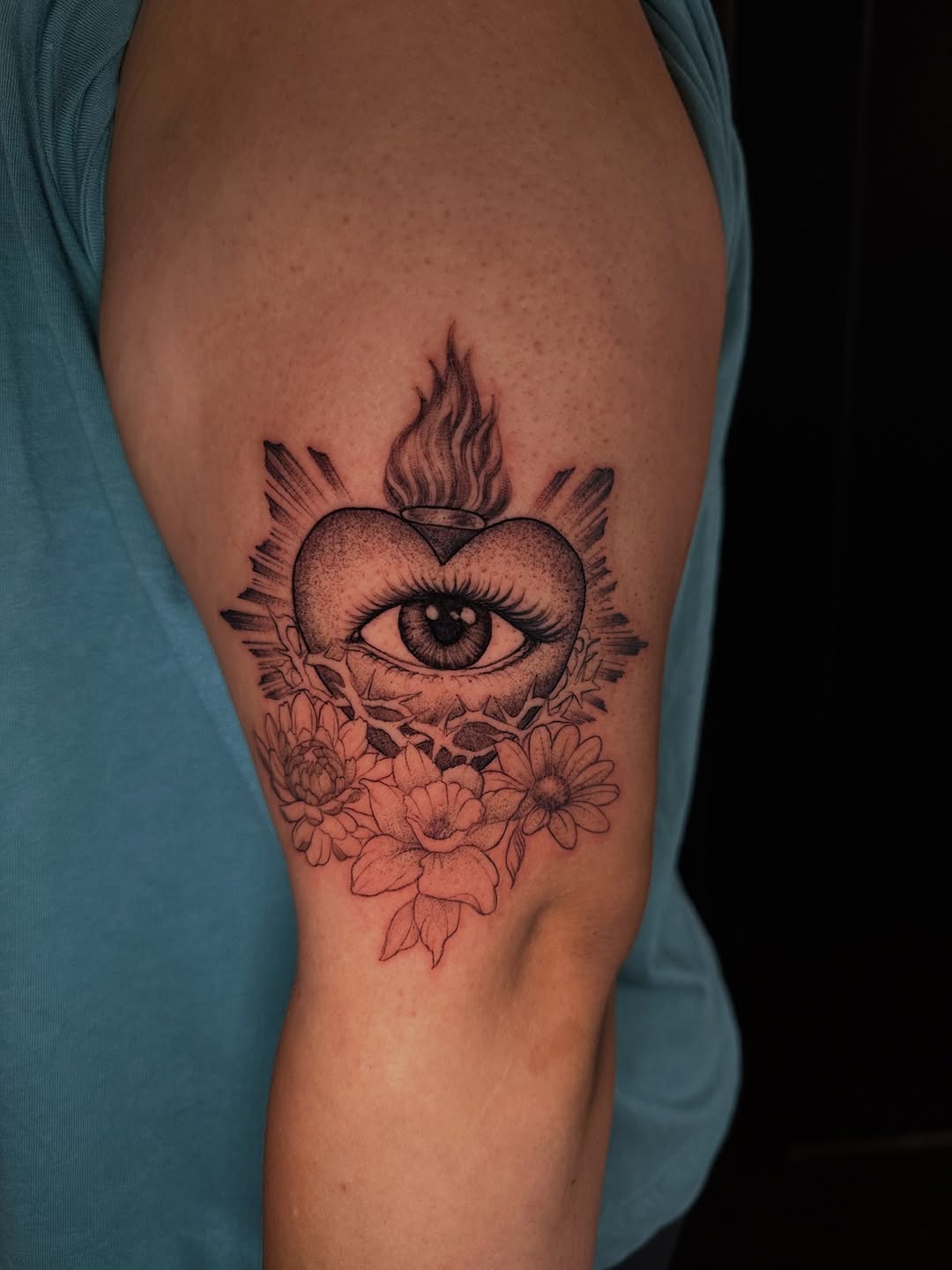 Tattoo by @marioflorestattoo — black_and_grey, dotwork