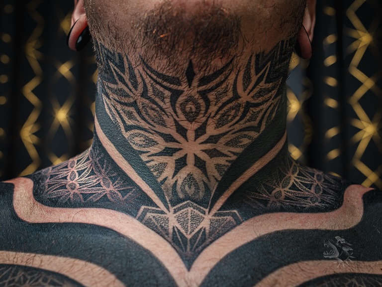 Tattoo by @sacredhound.ttt — blackwork, geometric