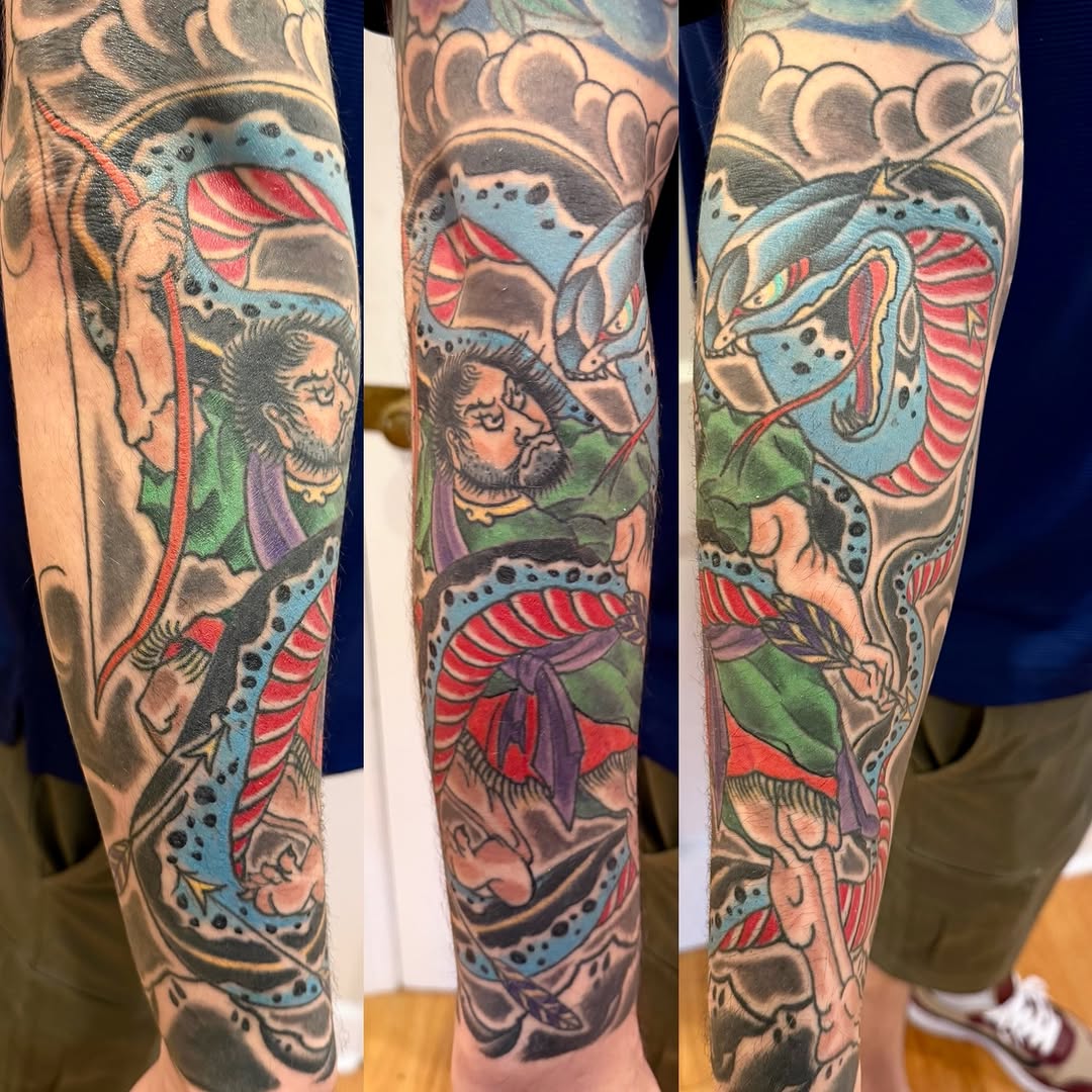 Tattoo by @laurak_musiccitytattoo — japanese_irezumi, black_and_grey