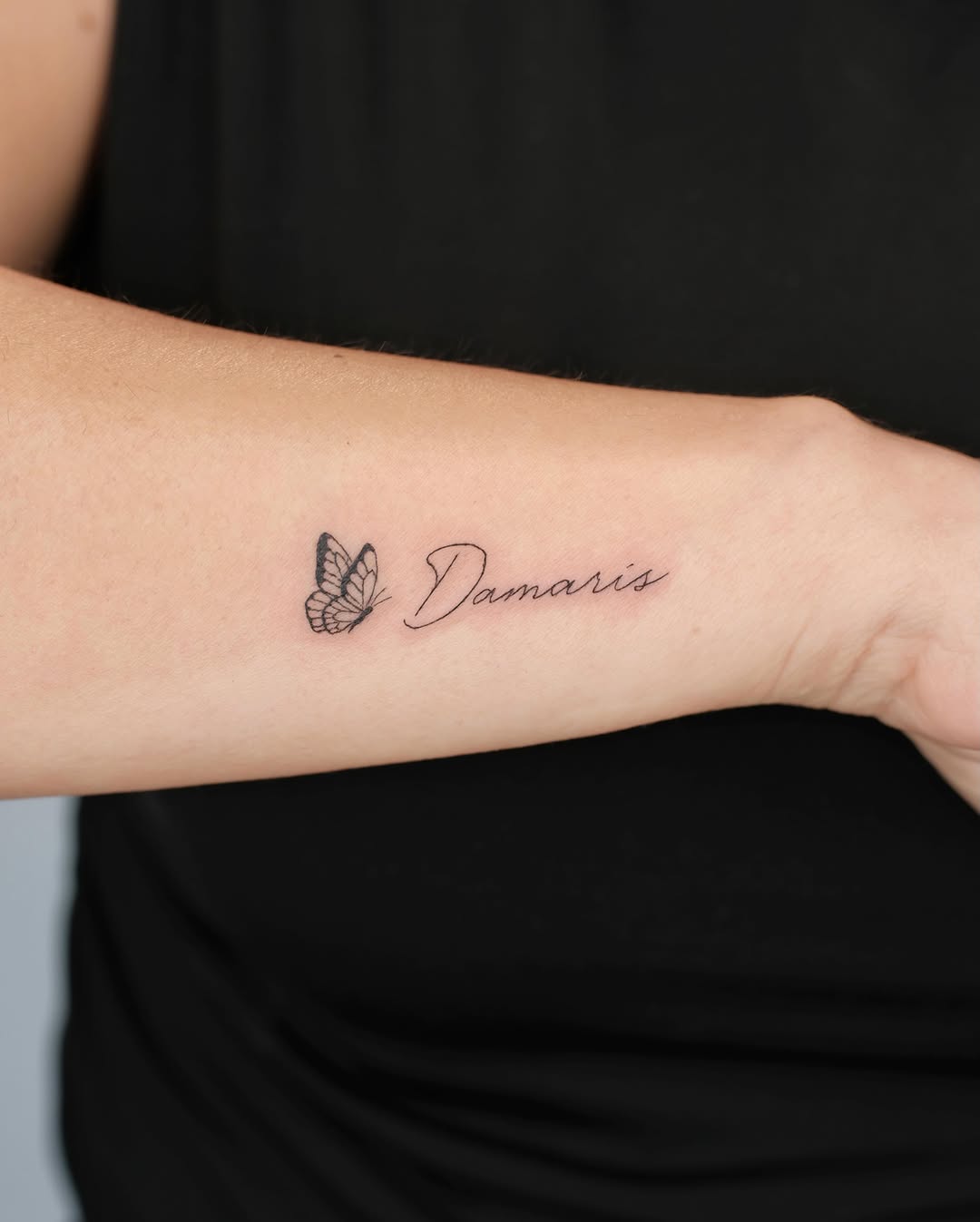 Tattoo by @tats_nina — lettering_script, fine_line