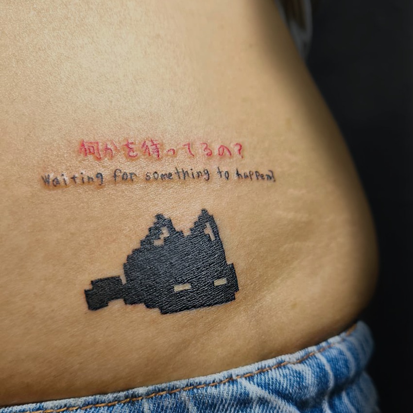 Tattoo by @inkzilla_tattoos โ lettering_script, blackwork