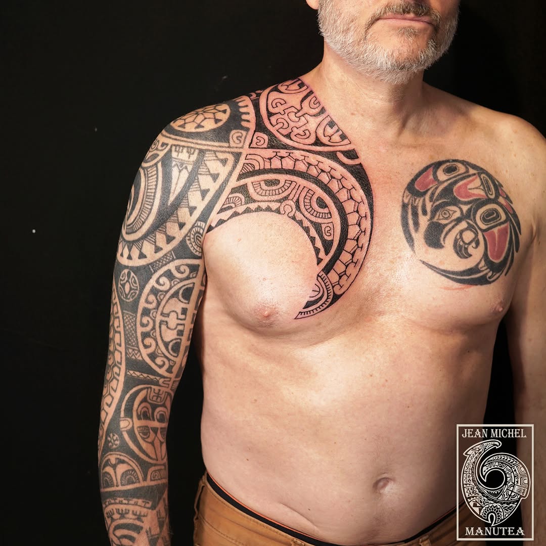 Tattoo by @jeanmichelmanutea โ tribal, blackwork