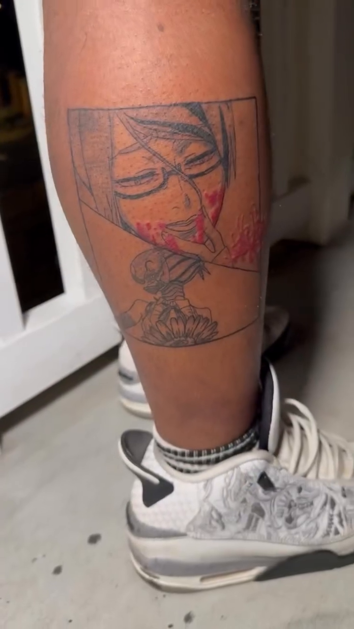 Tattoo by @myoddtattoos β anime, black_and_grey