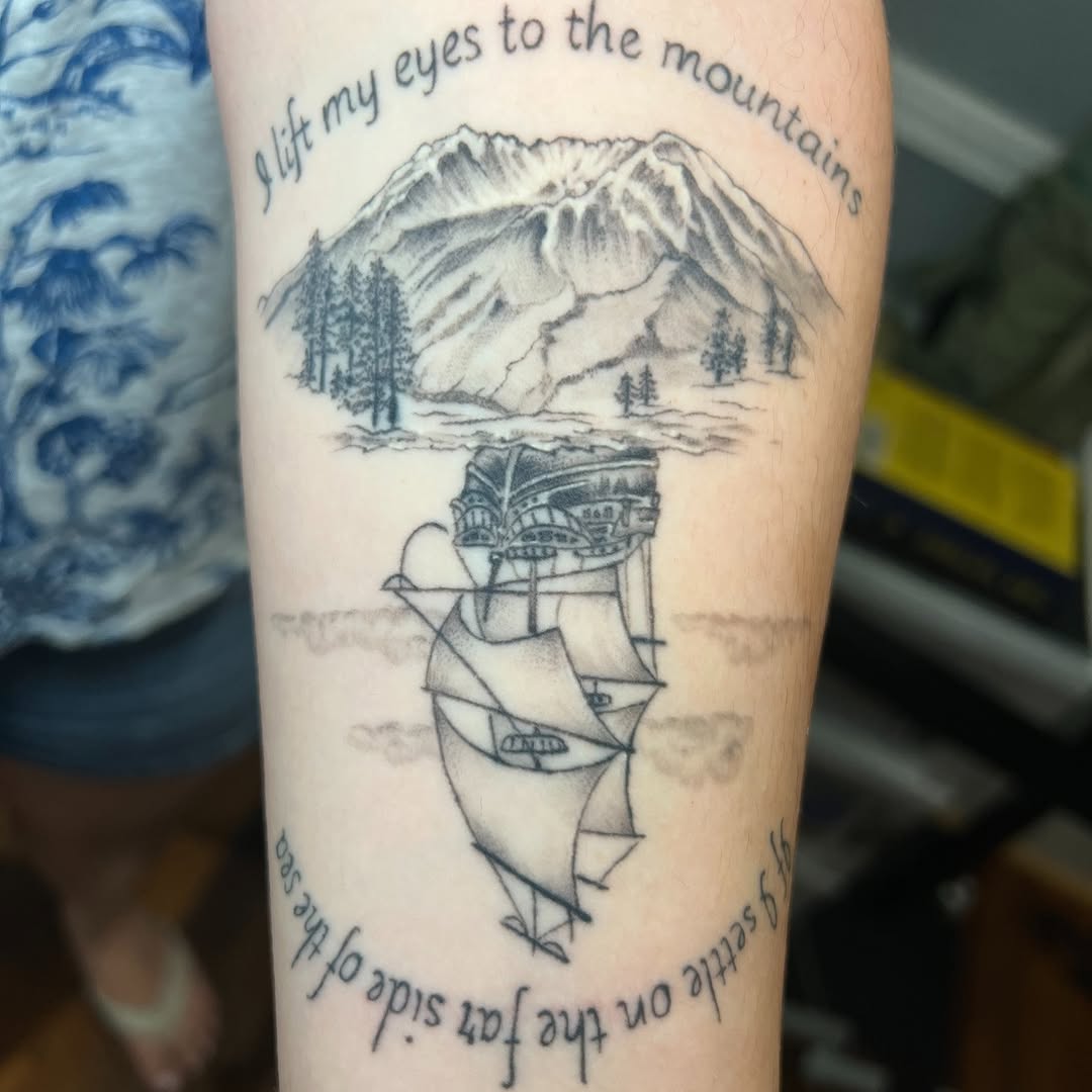Tattoo by @susantattoo — lettering_script, black_and_grey