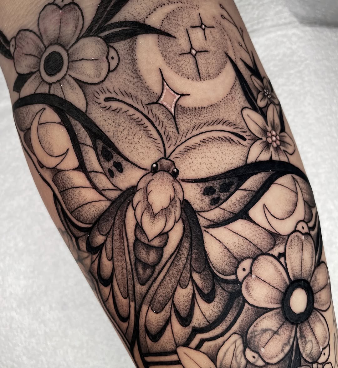 Tattoo by @xens0ul — black_and_grey, dotwork