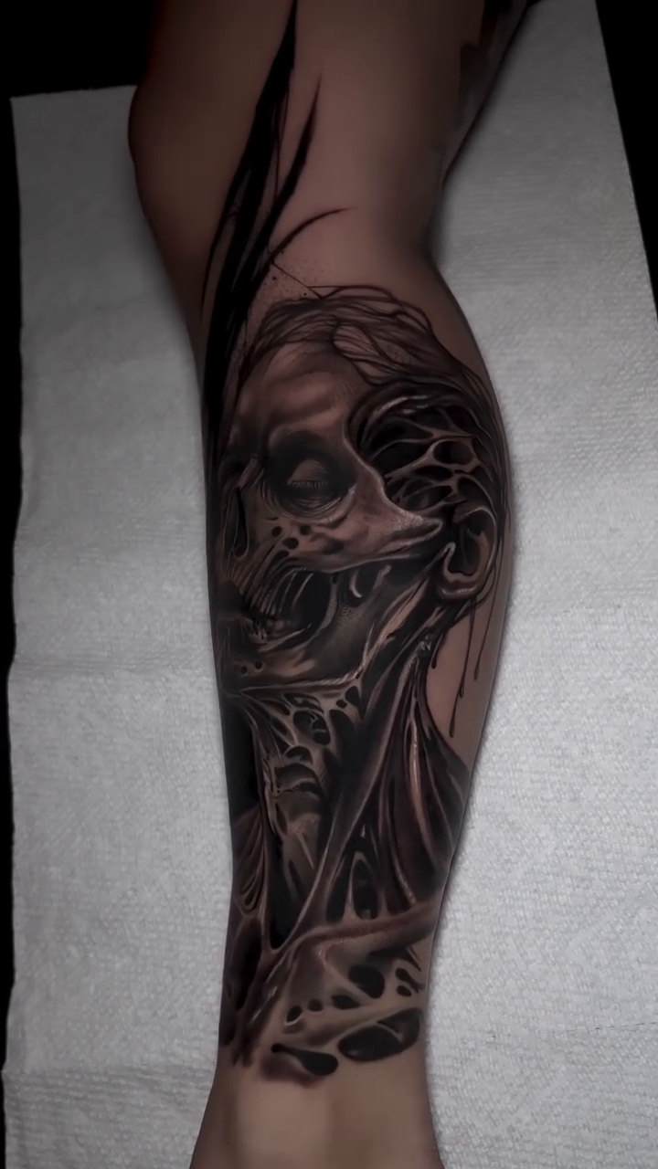 Tattoo by @davidalcocertattoo — dark_realism, black_and_grey