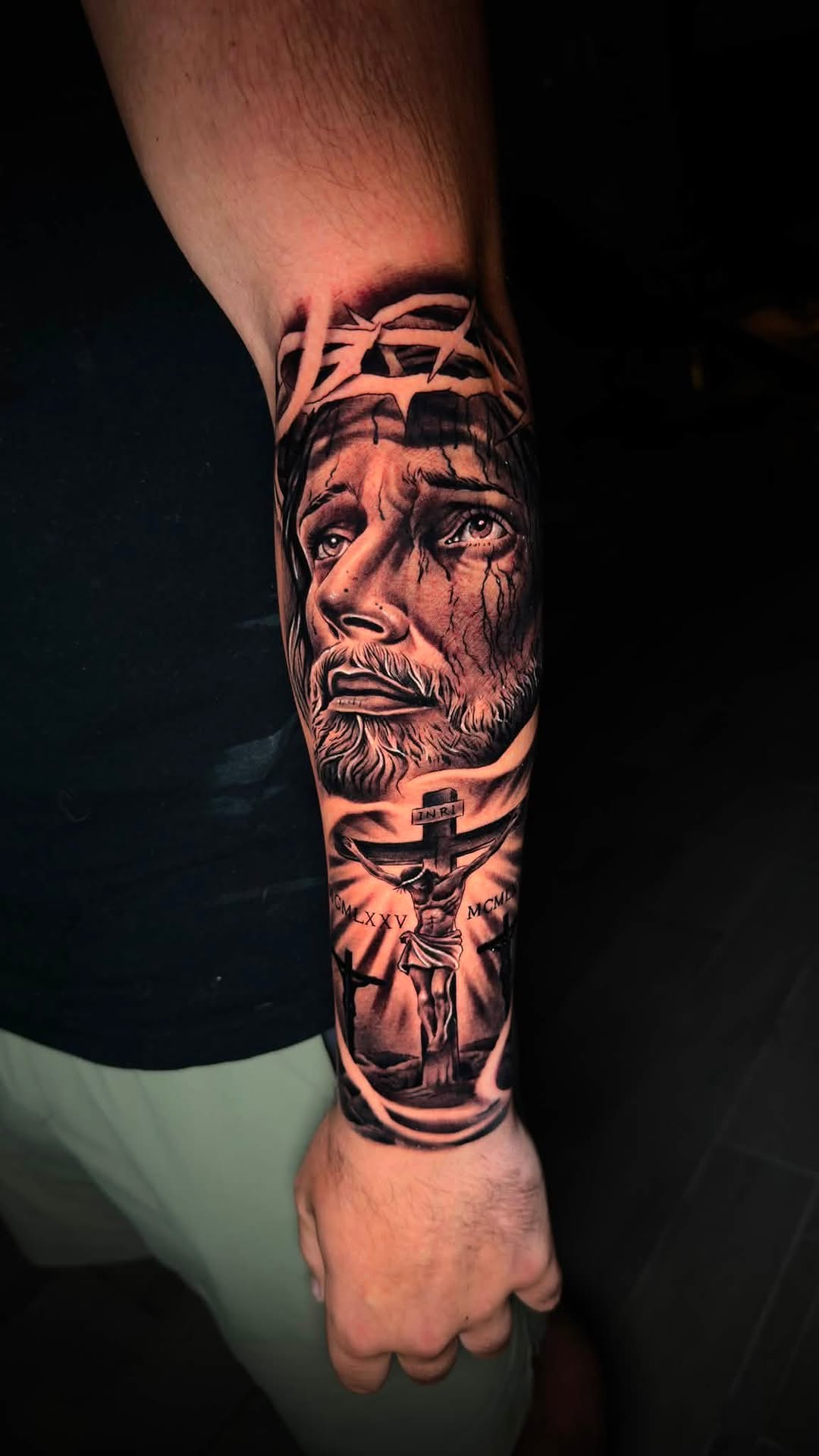 Tattoo by @juanon_tattoos โ realism, black_and_grey
