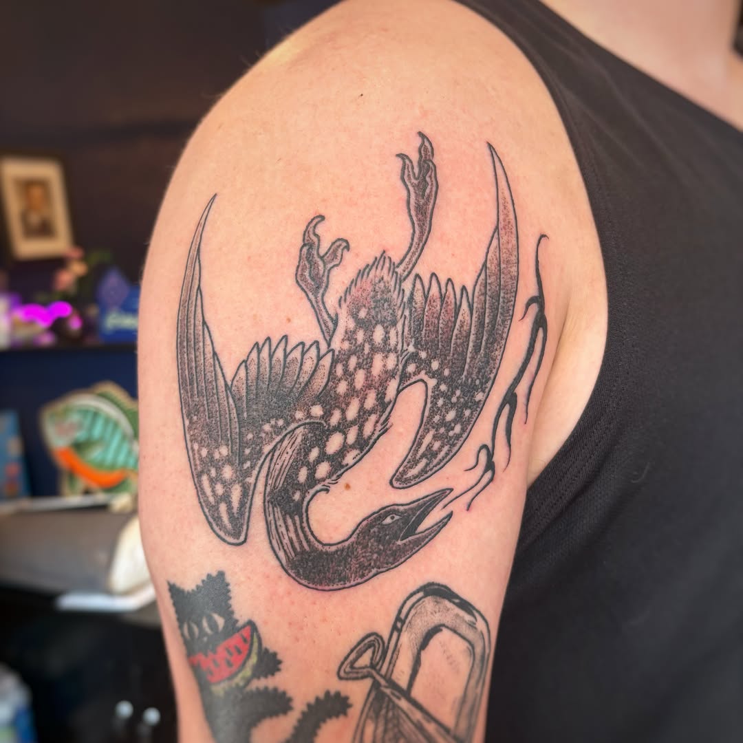 Tattoo by @birchbeast — black_and_grey, dotwork