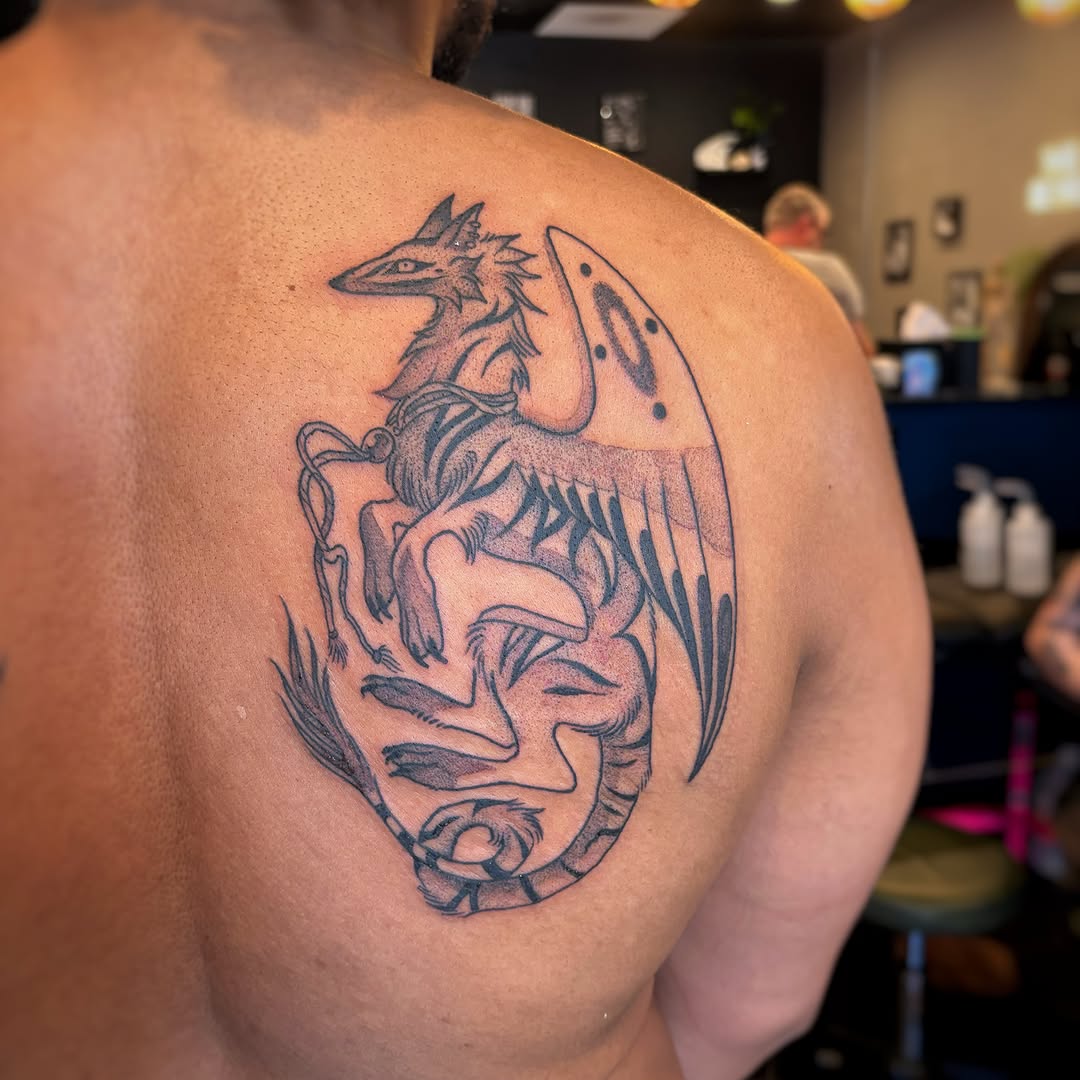 Tattoo by @birchbeast — illustrative, black_and_grey